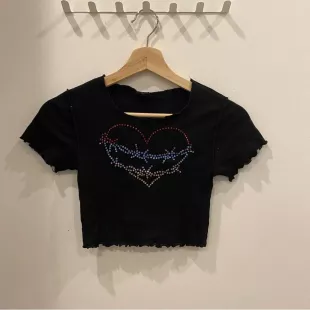 Diamanté Guarded Heart Baby Tee