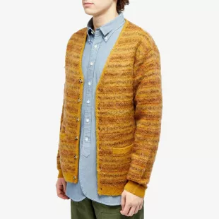 Fairisle Jacquard Mohair Cardigan in Mustard