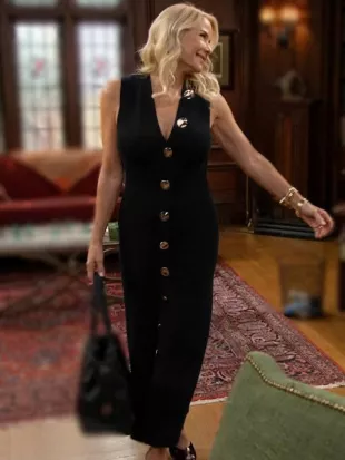 B&B Brooke Logan Black Dress with Gold Button Front