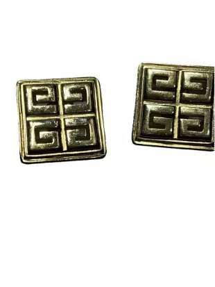Gold Tone Square Clip on Earrings
