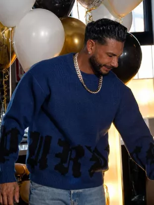 Jersey Shore Family Vacation S09 Pauly D Blue Wool Sweater