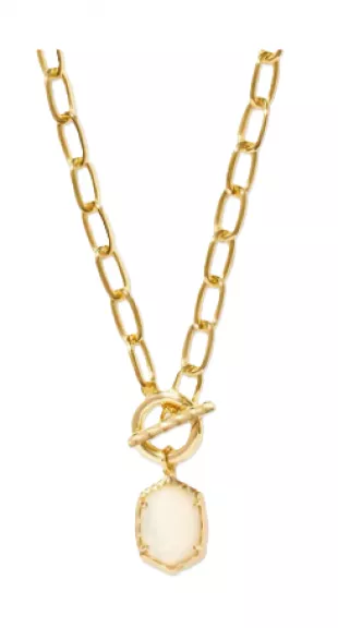 Imitation Pearl 14k Gold Plated Over Brass Daphne Link and Chain Necklace