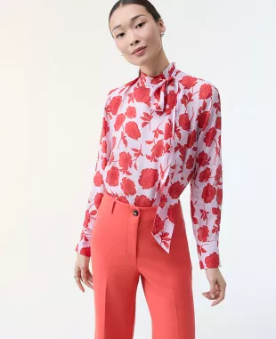 Petite Floral Bow Blouse