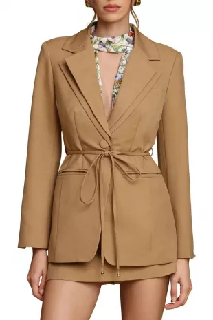 Tie Waist Cutaway Blazer