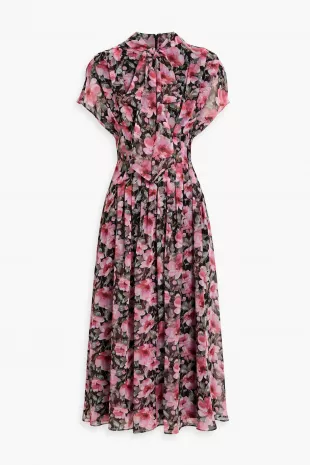 Floral-Print Crepe de Chine Midi Dress
