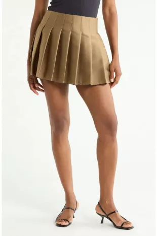 Rives Pleated Mini Skort in Bronze