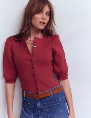 Evie Ribbed Puff Sleeve Top