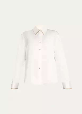 Tipped Satin Silk Shirt