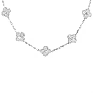 Vintage Alhambra Necklace in white gold and diamonds