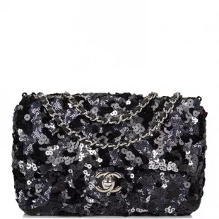 Black And Silver Sequin Mini Flap Bag Silver Hardware Available For Immediate Sale At Sotheby’s