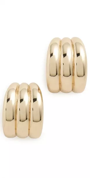 Tripple Ribbed Hoops Gold