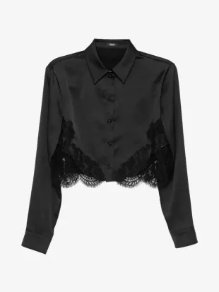 Lace-trimmed Satin Shirt