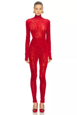 Animal Print Burnout Catsuit