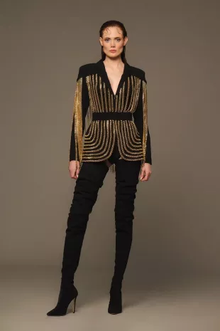 Black Chained Crêpe Blazer