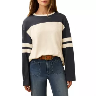 Sunwashed Slub Varsity Long Sleeve Tee