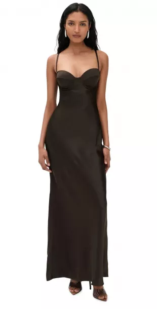 Sayla Bias Cut Silk Maxi Dress
