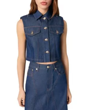 Denim Cropped Vest