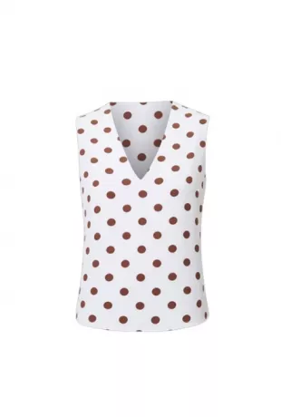 Dotted Sleeveless V Neck Top
