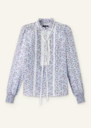Lace Trim Blouse + Tie