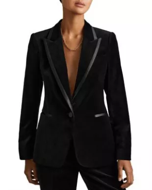 Parisa Velvet Single Breasted Suit Blazer