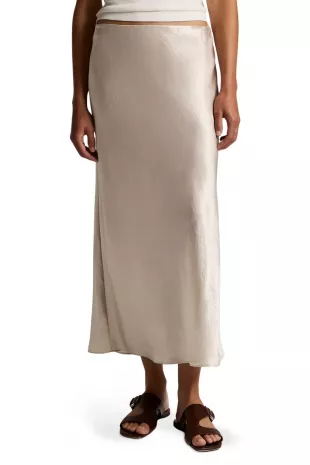 Side Slit Matte Satin Slip Skirt