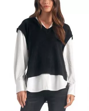 Layered Look Sweater Vest & Top