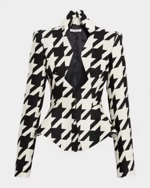 Tailored Houndstooth Peplum Blazer