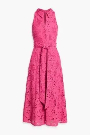Guipure Lace Midi Shirt Dress
