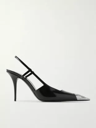 Jeanne Cassandre-embellished Glossed-leather Slingback Pumps