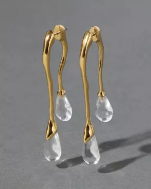 Lucite Gold Front Back Double Drop Earring