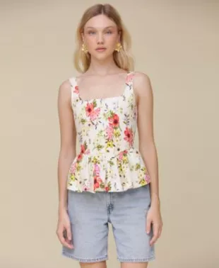 Peplum Hem Corset Square Neck Top