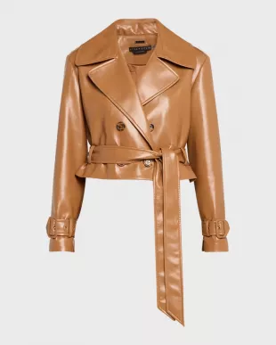 Keith Leather Cropped Trench Coat
