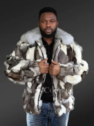 Collared Fox Fur Bomber Jacket