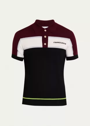 Stripe Knit Logo Polo Shirt