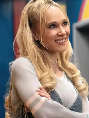 Ted Lasso S04 Juno Temple Sheer Striped Trim Top