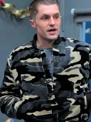 Ted Lasso S4 Phil Dunster Camo Padded Bomber Jacket