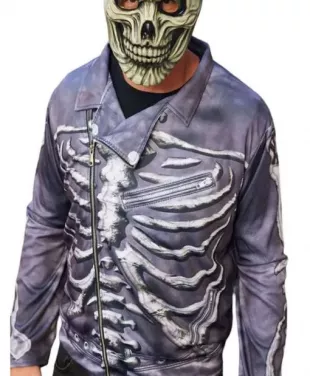 Purple Skeleton Leather Jacket