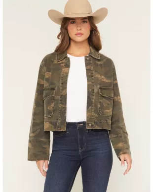 Camo Print Denim Shacket