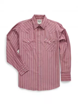 Long Sleeve Red Americana Stripe Western Snap Shirt