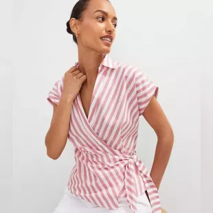Pink and White Striped Blouse