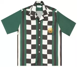 Race Flag Button Down 'Forest/Black/White'