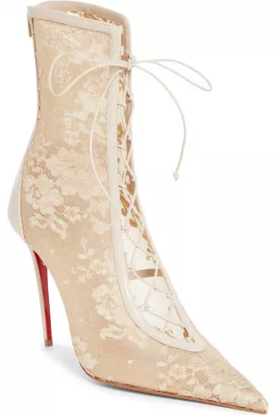 KM Lace Pointed Toe Bootie