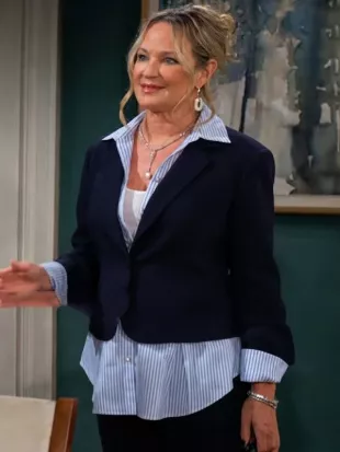 Sharon Case The Young And The Restless 2026 Navy Blue Blazer