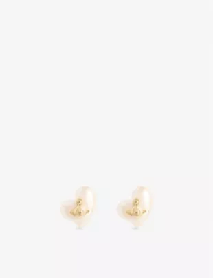Florentina Gold-Plated Brass and Faux-Pearl Stud Earrings