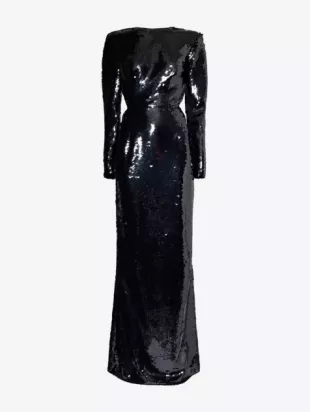 Open-Back Sequin-Embellished Maxi Dress