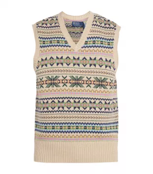 Fair Isle V-neck Cotton-cashmere Knit Vest