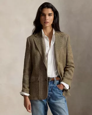 Single-Breasted Herringbone Blazer Save to Wishlist