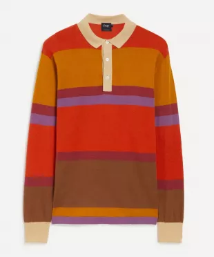 Striped Orange Brown and Purple Knitted Rugby Shirt