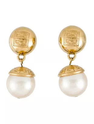 Vintage Faux Pearl Drop Clip-On Earrings