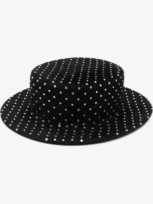 Canotier Crystal-embellished Fedora Hat